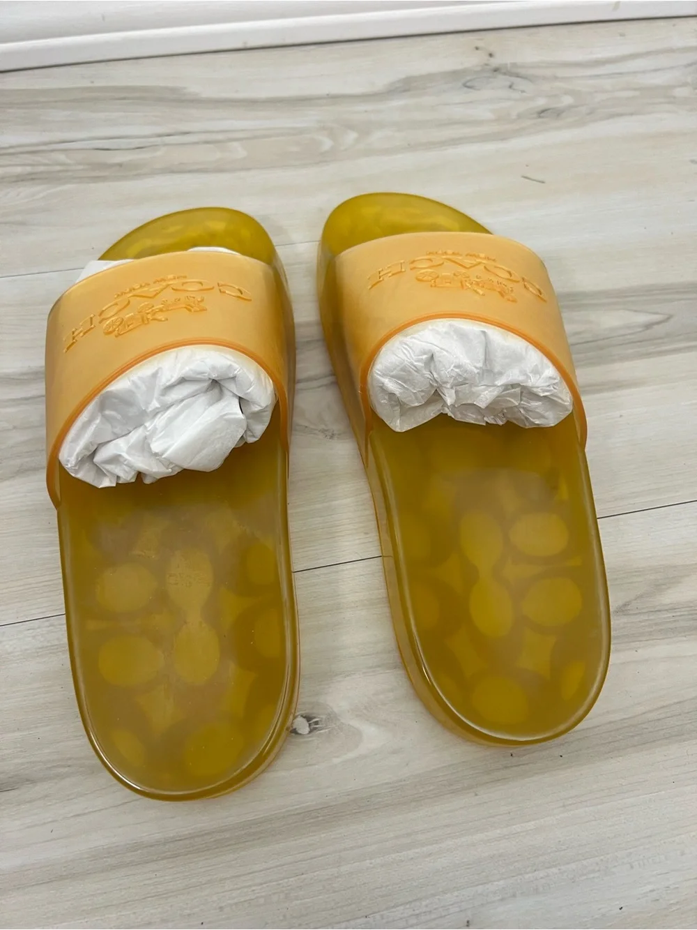 Coach NIB Ulyssa Rubber Slide Sandals Buttercup